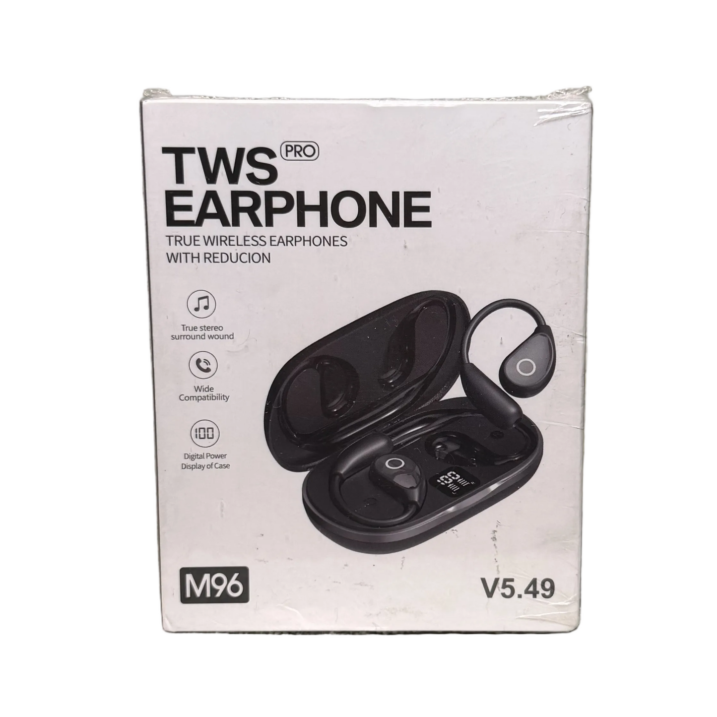 M96 TWS Pro True Wireless Bluetooth Earbuds with Digital Charging Case – Black