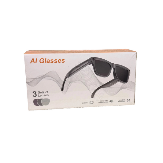 AI Smart Glasses with Camera, Audio, Voice Assistant & Real-Time Translation – 3 Lens Sets