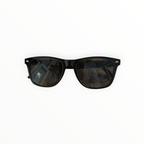 dealman DMES AI smart glasses in black with dark tinted lenses and wireless audio technology