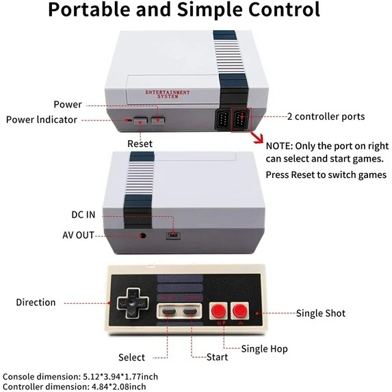 Mini Classic Retro Game System – 620 Built-In Games & 2 Controllers