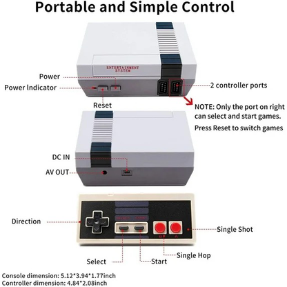 Mini Classic Retro Game System – 620 Built-In Games & 2 Controllers