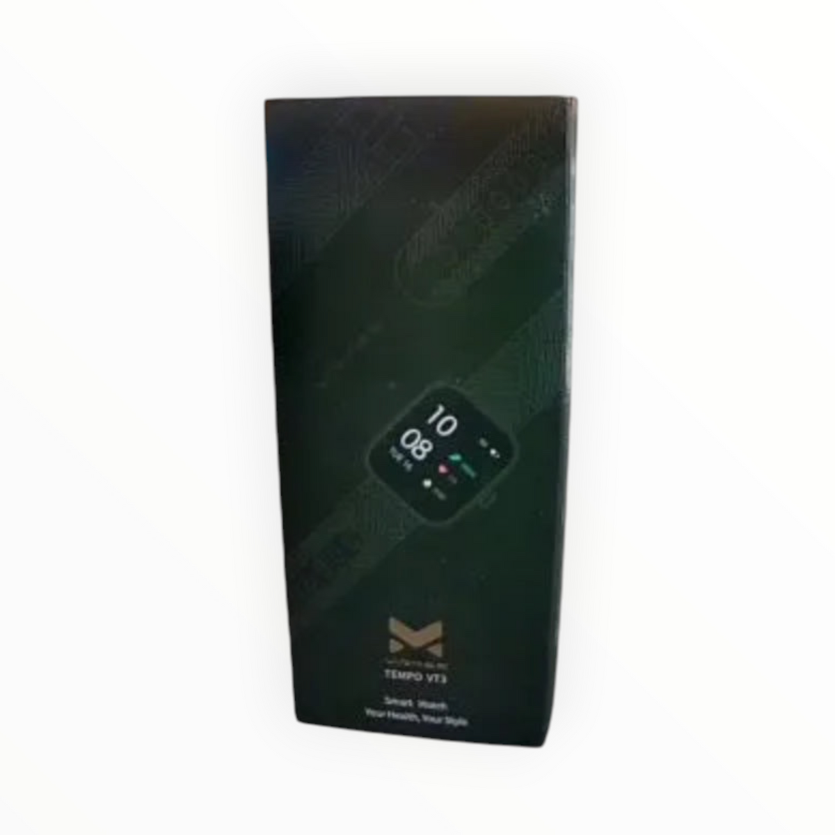 dealman VIRMGE Tempo VT3 smart watch in its black retail packaging box with product branding and watch display